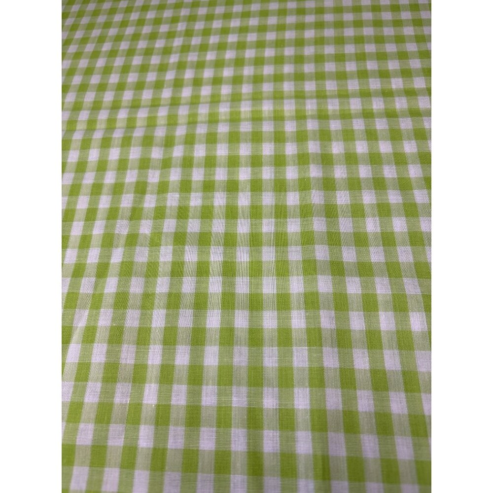 Green White Gingham Cotton Fabric 18" x 34" Sewing Crafts & Quilting
